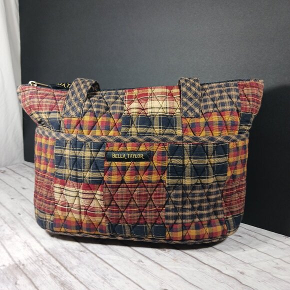 Bella Taylor "Beckham Taylor" Quilted Patchwork Shoulder Bag Black 11x8 Like New - Picture 1 of 14
